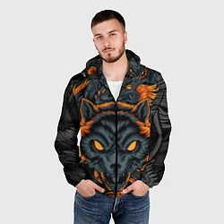 Ветровка с капюшоном мужская Волк и дракон, цвет: 3D-черный — фото 2