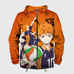 Ветровка с капюшоном мужская ВОЛЕЙБОЛ!! HAIKYUU!!, цвет: 3D-черный