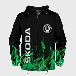 Ветровка с капюшоном мужская SKODA, цвет: 3D-черный