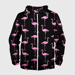 Ветровка с капюшоном мужская Фламинго Чёрная, цвет: 3D-белый
