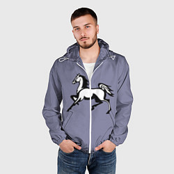 Ветровка с капюшоном мужская Дикая лошадь, цвет: 3D-белый — фото 2