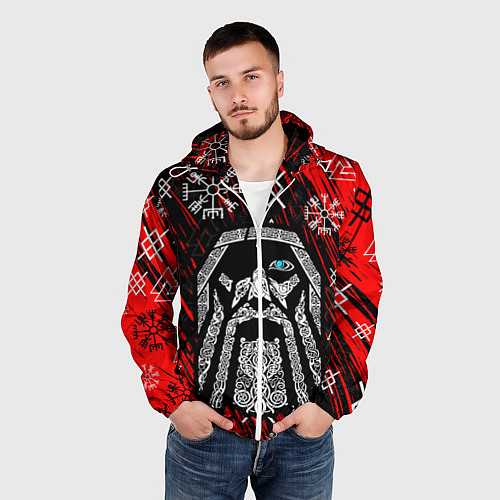 Мужская ветровка БОГ ОДИН СИВОЛИКА / 3D-Белый – фото 3