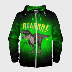 Ветровка с капюшоном мужская Roarrr! Динозавр T-rex, цвет: 3D-белый