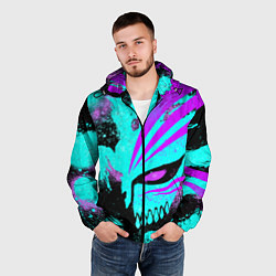 Ветровка с капюшоном мужская БЛИЧ МАСКА ПУСТОГО НЕОН, цвет: 3D-черный — фото 2
