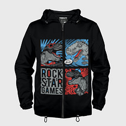 Ветровка с капюшоном мужская Rock Star Dino Динозавр геймер, цвет: 3D-черный
