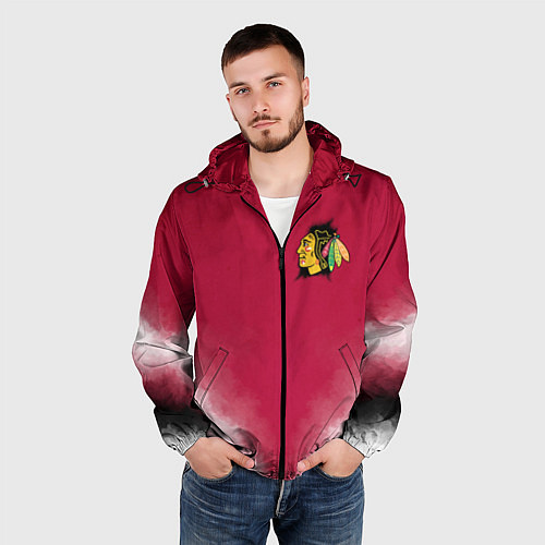 Мужская ветровка Chicago Blackhawks / 3D-Черный – фото 3