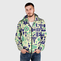 Ветровка с капюшоном мужская Медицина Паттерн Z, цвет: 3D-черный — фото 2