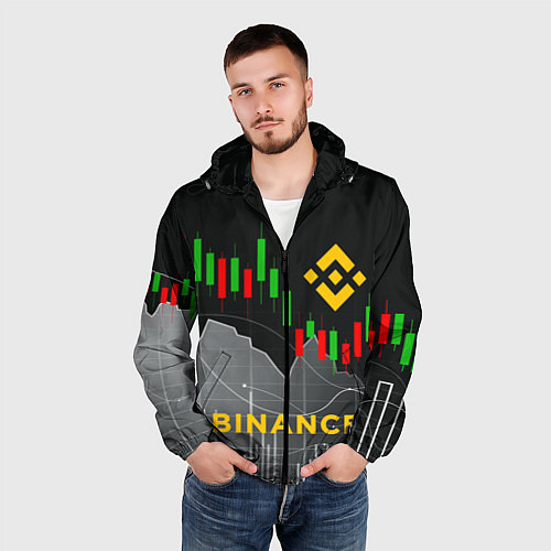 Мужская ветровка BINANCE БИНАНС ГРАФИК / 3D-Черный – фото 3