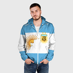 Ветровка с капюшоном мужская Сборная Аргентины, цвет: 3D-белый — фото 2