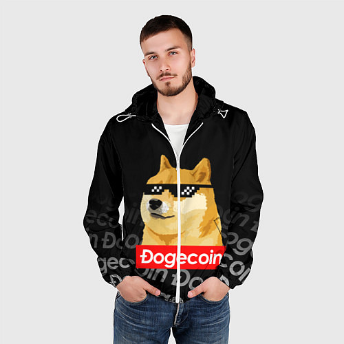 Мужская ветровка DOGECOIN DOGE ДОГИКОИН / 3D-Белый – фото 3