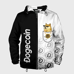 Ветровка с капюшоном мужская DOGECOIN DOGE КАРМАН, цвет: 3D-черный