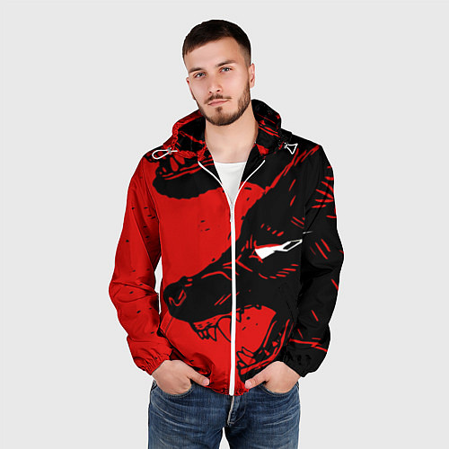 Мужская ветровка Красный волк 3D / 3D-Белый – фото 3