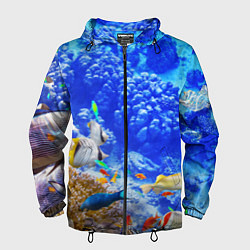 Ветровка с капюшоном мужская Морской мир, цвет: 3D-черный