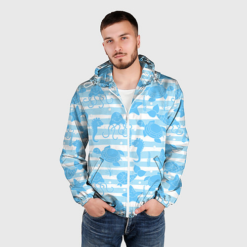 Мужская ветровка Морские жители / 3D-Белый – фото 3