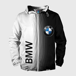 Ветровка с капюшоном мужская Black and White BMW, цвет: 3D-белый
