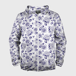 Ветровка с капюшоном мужская Узор, цвет: 3D-белый