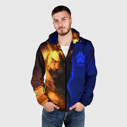 Мужская ветровка Furry lion / 3D-Черный – фото 3