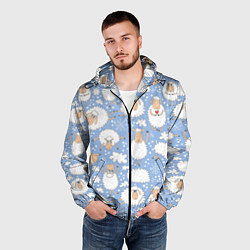 Ветровка с капюшоном мужская Счастливые овечки, цвет: 3D-черный — фото 2