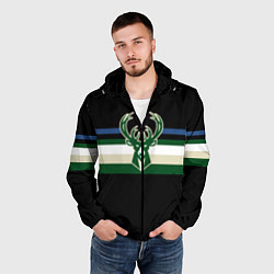 Ветровка с капюшоном мужская Milwaukee Bucks форма Statement Edition, цвет: 3D-черный — фото 2