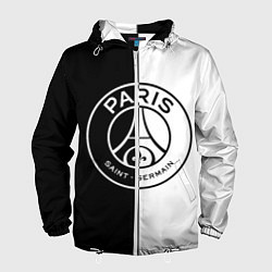 Ветровка с капюшоном мужская ФК ПСЖ PSG BLACK & WHITE, цвет: 3D-белый