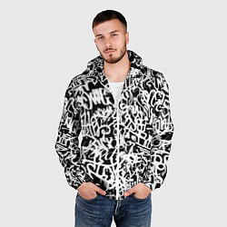 Ветровка с капюшоном мужская Graffiti white on black, цвет: 3D-белый — фото 2
