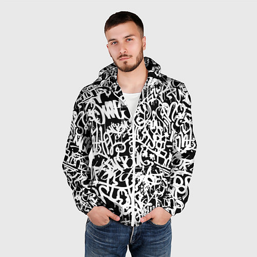 Мужская ветровка Graffiti white on black / 3D-Белый – фото 3