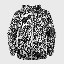 Ветровка с капюшоном мужская Graffiti black on white, цвет: 3D-белый