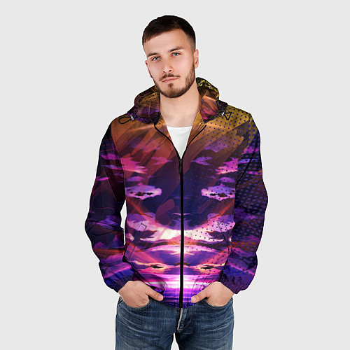 Мужская ветровка Закат Облака / 3D-Черный – фото 3