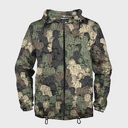 Ветровка с капюшоном мужская Камуфляж из матрёшек, цвет: 3D-черный