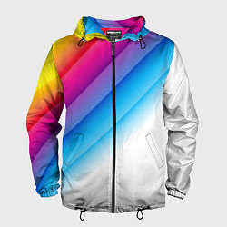 Ветровка с капюшоном мужская РАДУЖНЫЕ ПОЛОСЫ RAINBOW Z, цвет: 3D-черный
