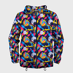 Ветровка с капюшоном мужская Боулинг, цвет: 3D-черный