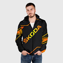 Ветровка с капюшоном мужская Skoda Gold Шкода, цвет: 3D-черный — фото 2