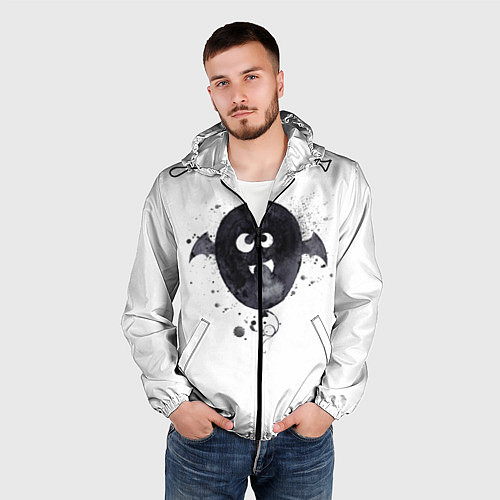 Мужская ветровка Шарик-летайка белый, полиэстер / 3D-Черный – фото 3