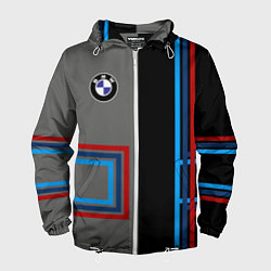 Ветровка с капюшоном мужская Автомобиль BMW БМВ, цвет: 3D-белый