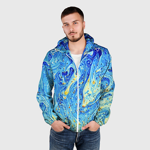 Мужская ветровка Сползающие краски / 3D-Белый – фото 3