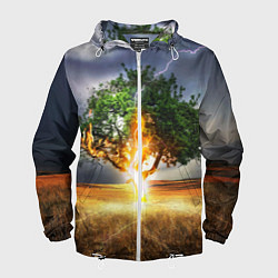 Ветровка с капюшоном мужская Удар молнией, цвет: 3D-белый