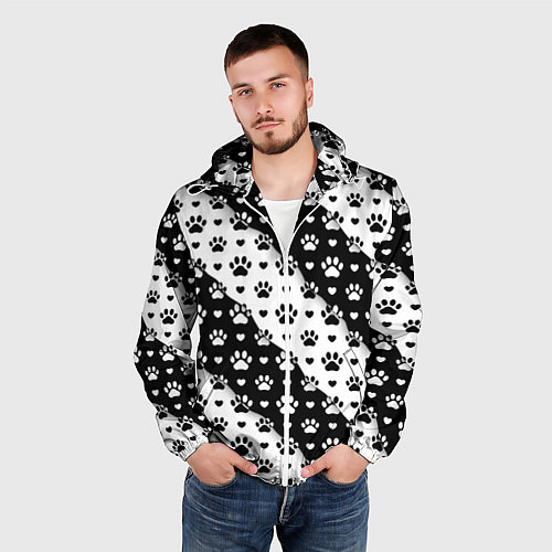 Мужская ветровка Следы от Лап / 3D-Белый – фото 3