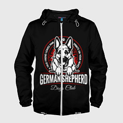 Ветровка с капюшоном мужская Немецкая Овчарка German Shepherd -1, цвет: 3D-белый