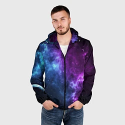 Ветровка с капюшоном мужская NEON GALAXY НЕОНОВЫЙ КОСМОС, цвет: 3D-черный — фото 2