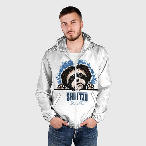 Мужская ветровка Ши-Тцу Shih-Tzu / 3D-Белый – фото 3