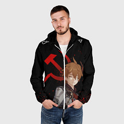 Ветровка с капюшоном мужская ТАРТАЛЬЯ СНЕЖНАЯ ЧЕРНЫЙ, цвет: 3D-белый — фото 2