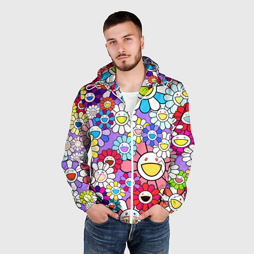 Мужская ветровка Цветы Takashi Murakami / 3D-Белый – фото 3