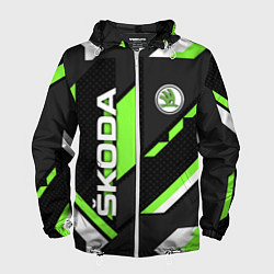 Ветровка с капюшоном мужская ШКОДА ГЕОМЕТРИЯ ЛИНИИ SKODA GEOMETRY SPORT, цвет: 3D-белый
