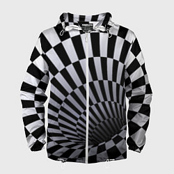 Ветровка с капюшоном мужская Оптическая Иллюзия, черно-белая, цвет: 3D-белый