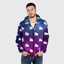 Ветровка с капюшоном мужская UNDERTALE DOGS PATTERN SPACE, цвет: 3D-черный — фото 2