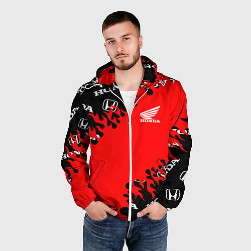 Мужская ветровка Honda нарисованный огонь / 3D-Белый – фото 3