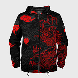 Ветровка с капюшоном мужская Дракон Китайский дракон, цвет: 3D-черный