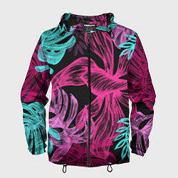 Ветровка с капюшоном мужская Папоротниковый неон, цвет: 3D-черный