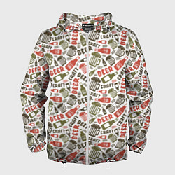 Ветровка с капюшоном мужская Craft Beer, цвет: 3D-белый