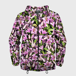 Ветровка с капюшоном мужская Лилии цветут, цвет: 3D-черный